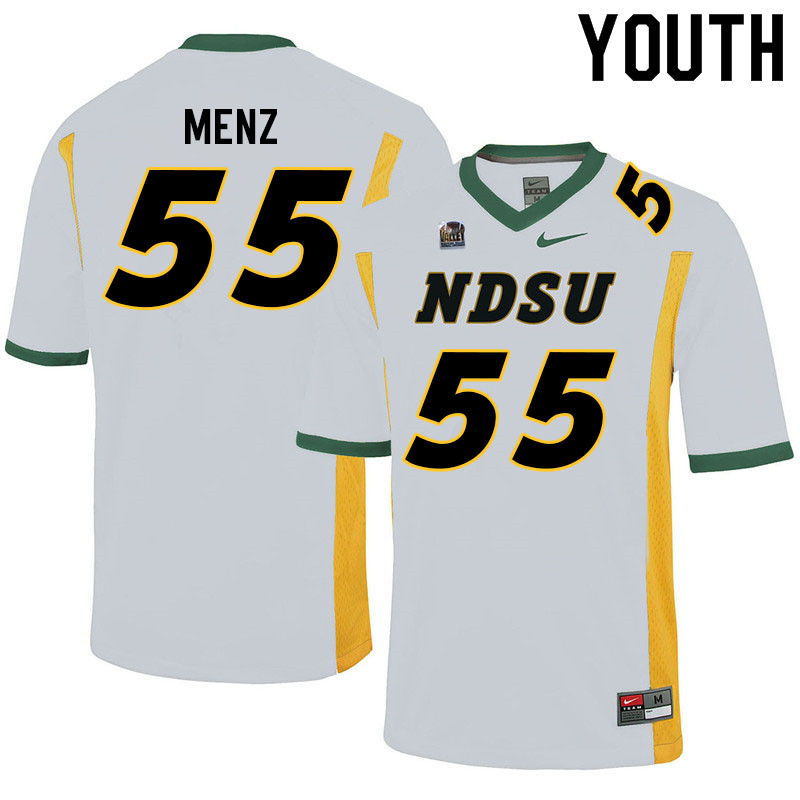 Youth #55 Kole Menz North Dakota State Bison College Football Jerseys Sale-White